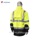 Heavy Duty Rip Stop Wasserdichte Arbeiter 3M Reflektierende Regenmantel Jacke Mit Kapuze Und Zurück Cap Und Elastische Manschetten